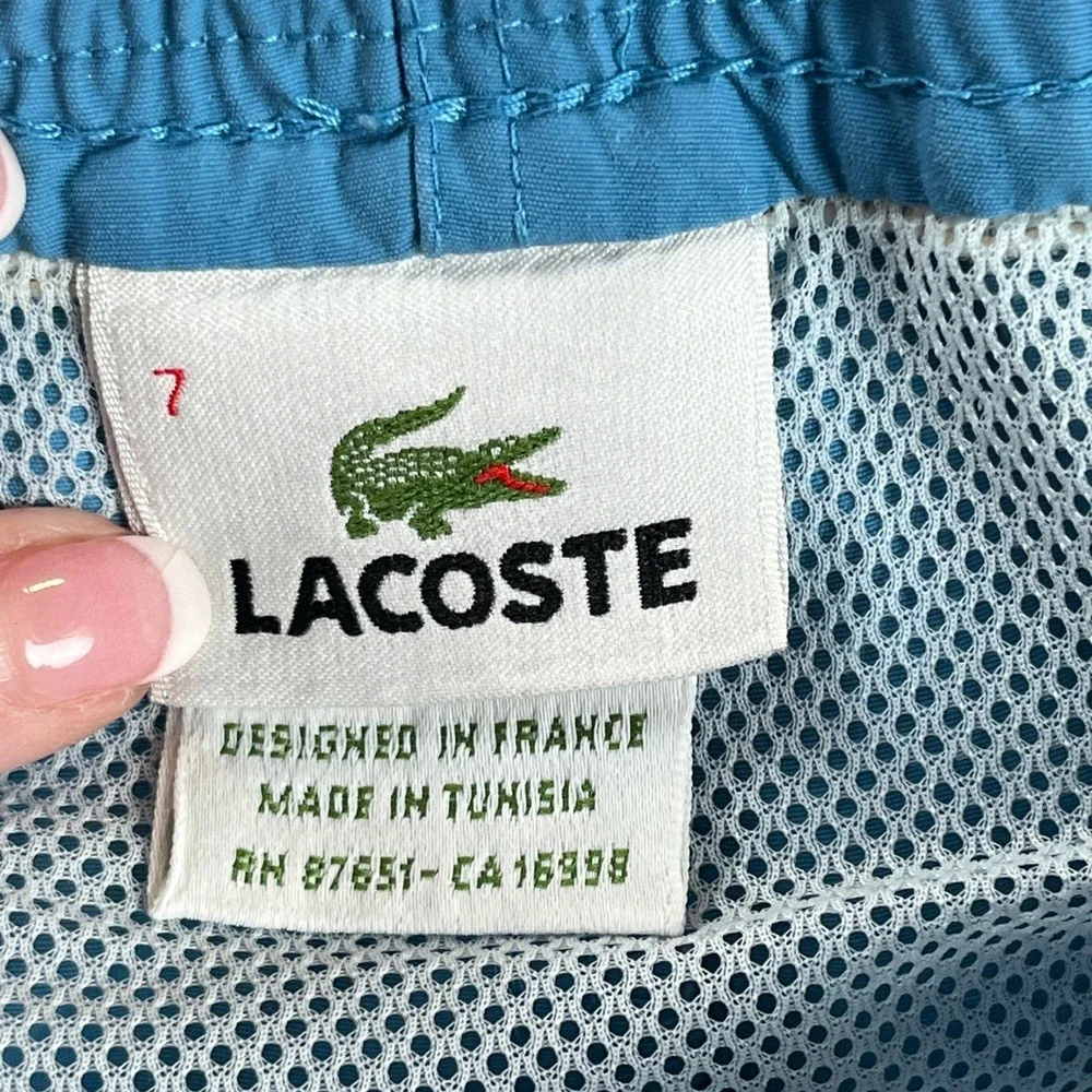 Lacoste Swim Trunks Blue Nylon Drawstring Mesh Lined‎ Men's Size 7 XL